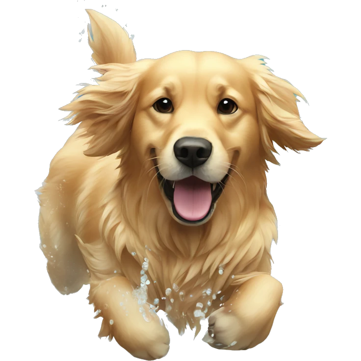 perro golden retriever nadando en agua emoji