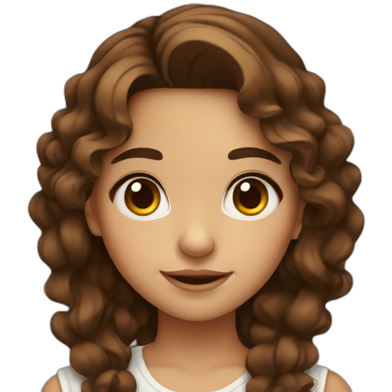 cute mexican girl with wavy brown hair and big brown eyes emoji