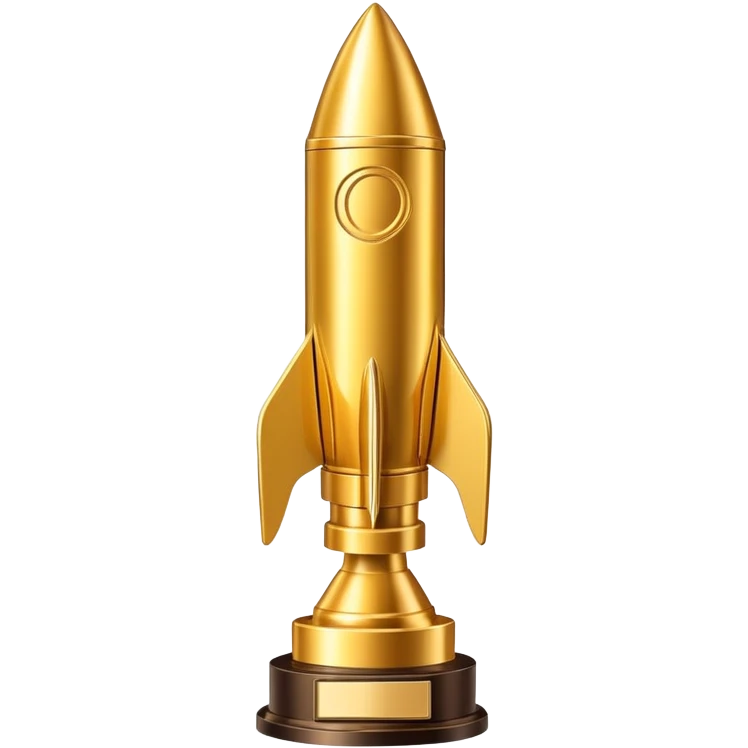 golden rocket award trophy, shiny gold metallic emoji