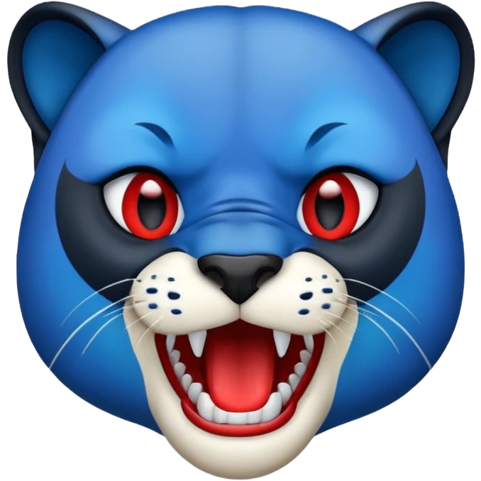 Half red half blue panther face with mouth open  emoji