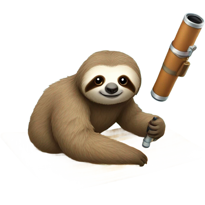 Sloth on beach towel with a telescope emoji