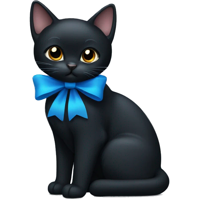 Black cat with blue bow emoji