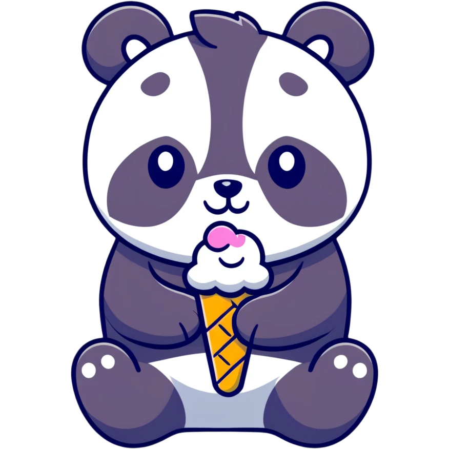 Panda eating ice cream emoji
