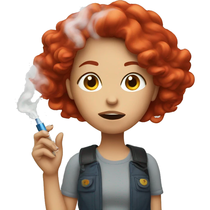 Girl red Hair vaping  emoji