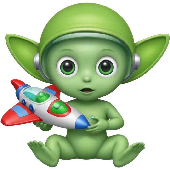 Alien baby with toy emoji