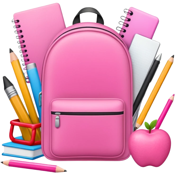 Pink school supplies emoji