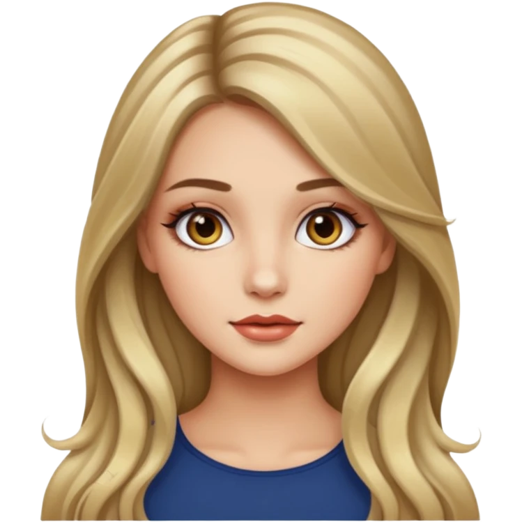pretty girl with long hair and highlights makeup  emoji