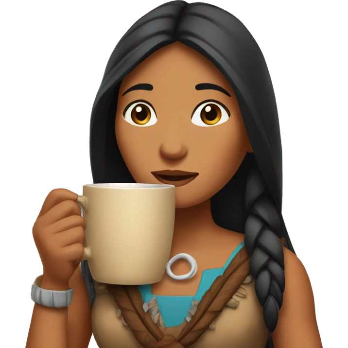 Pocahontas drinking coffee emoji