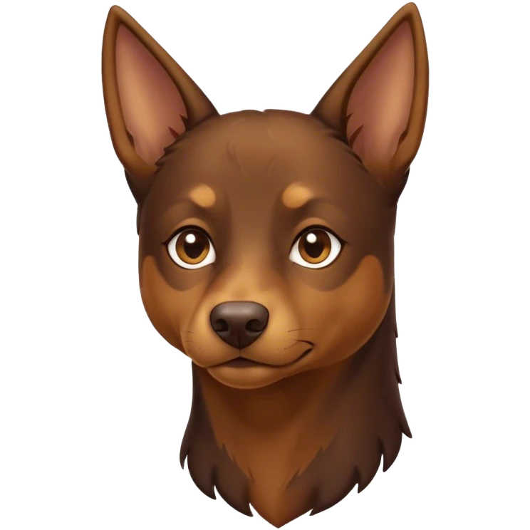 Cinematic Noble Brown and Tan Kelpie Portrait Emoji, Poised and regal, with a strong, agile build and a rich, well-groomed Fur of warm brown and tan, piercing warm eyes, Simplified yet sharp and sophisticated features, highly detailed, glowing with a soft, dignified glow, high shine, intelligent and energetic, stylized with an air of determination, focused and attentive, soft glowing outline, capturing the essence of a watchful and confident herder, so majestic it feels as though it could bound out of the screen with effortless authority! emoji