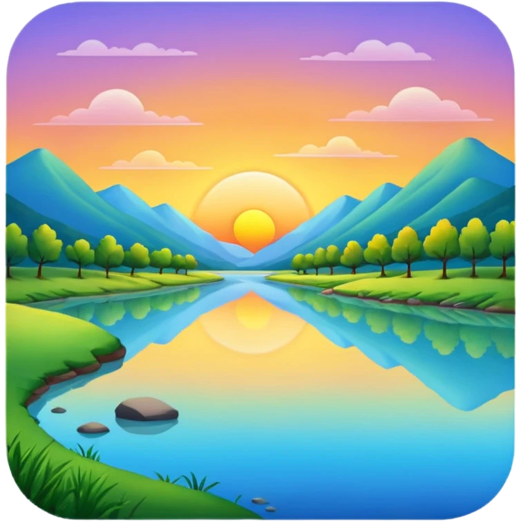 nature, sunrise on a river emoji
