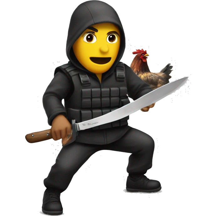conter strike's terrorist holding knife and trying catch chicken emoji
