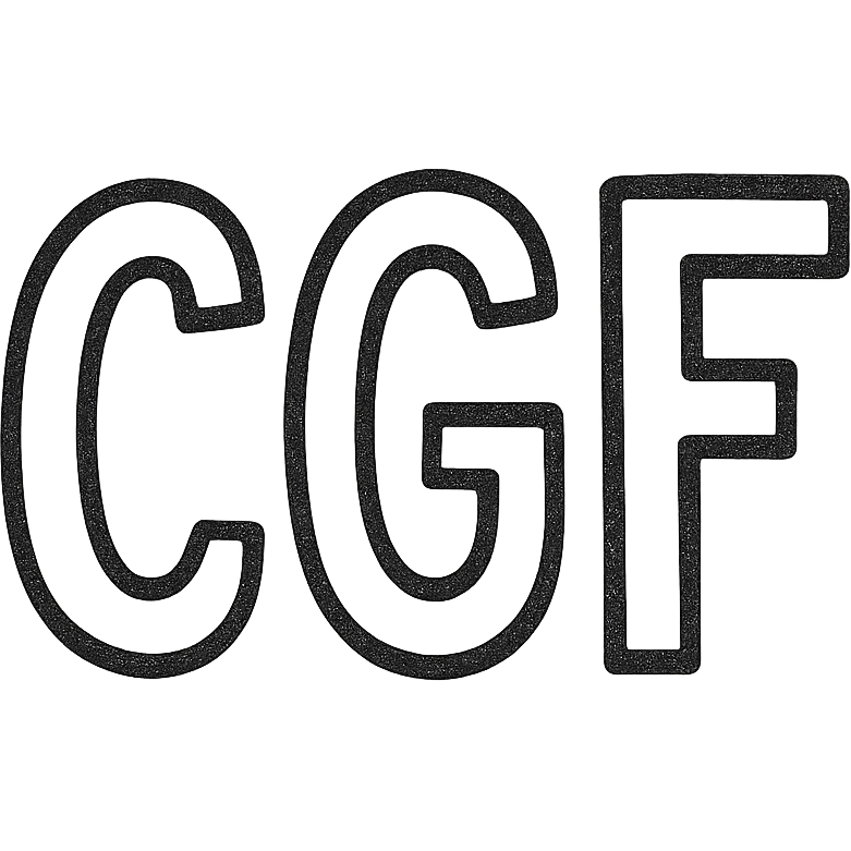 the letters CGF in plain text, bold, black, centered, 128x128, transparent background emoji