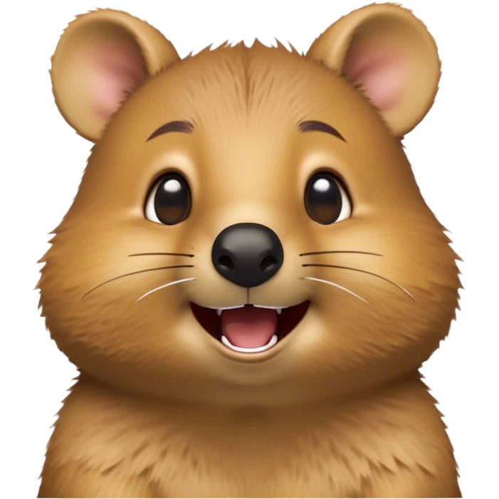 Cinematic Comical Quokka Portrait Emoji, Head tilted dramatically with an exaggeratedly amused expression, featuring a quirky, fluffy brown fur with a wide, playful grin and expressive eyes filled with humorous disbelief, Simplified yet hilariously expressive features, highly detailed, glowing with a slightly sassy glow, high shine, dramatic yet playful, stylized with an air of cheeky marsupial mischief, bright and endearing, soft glowing outline, capturing the essence of a spirited and over‐the‐top quokka, so meme‐worthy it feels like it could beam its way into internet fame instantly! emoji