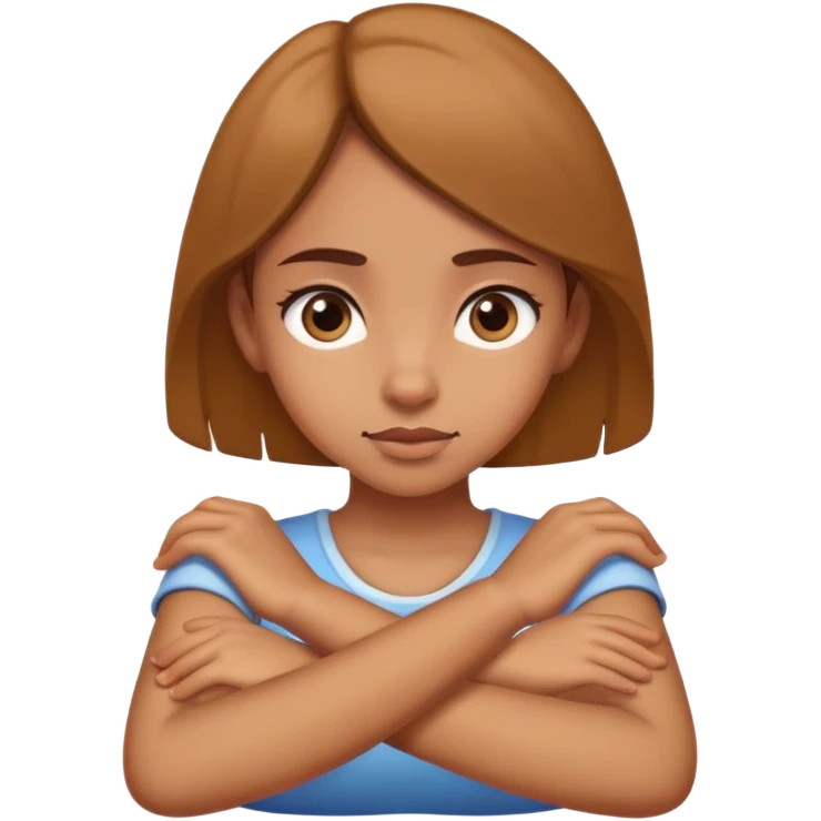 Light brown Girl crossing her arms and rolling her eyes emoji