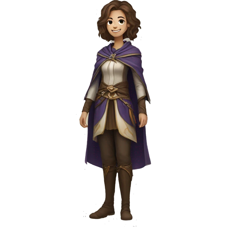 Female Gilnean with brown hair and mage clothes looks happy emoji