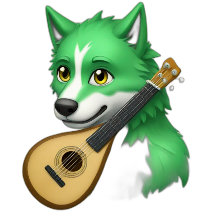 Green. Wolf. Balalaika emoji