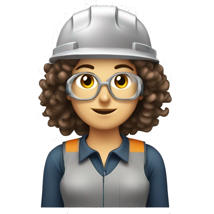 solo parte de ingeniera industrial mujer con pelo lago rizado castaño con mechones rubios y ojos grandes caferriba  emoji