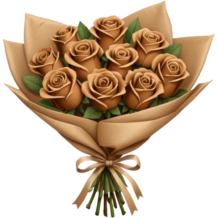 Bouquet of brown roses in a paper package emoji