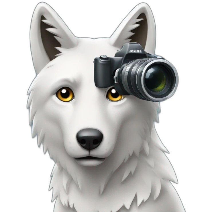 loup avec une caméra emoji