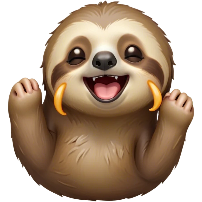Cinematic Cute Yawning Sloth Portrait Emoji, Head tilted slightly with a dramatic, wide-open yawn, showcasing a languid, cuddly form with drowsy, half-closed eyes and an open, relaxed mouth, Simplified yet irresistibly adorable features, highly detailed, glowing with a soft, cozy glow, high shine, relaxed yet expressive, stylized with a dash of whimsical sluggish charm, soft glowing outline, capturing the essence of a drowsy yet affectionate sloth that appears ready to stretch out for a long nap! emoji