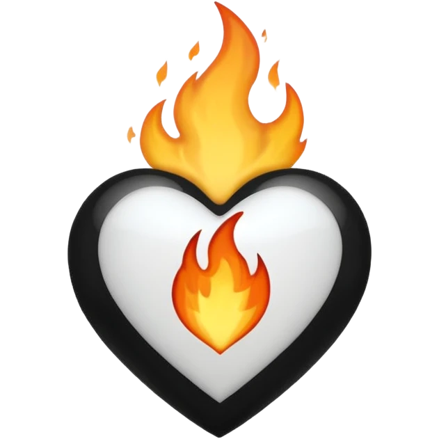 White heart with black flame covered on it emoji