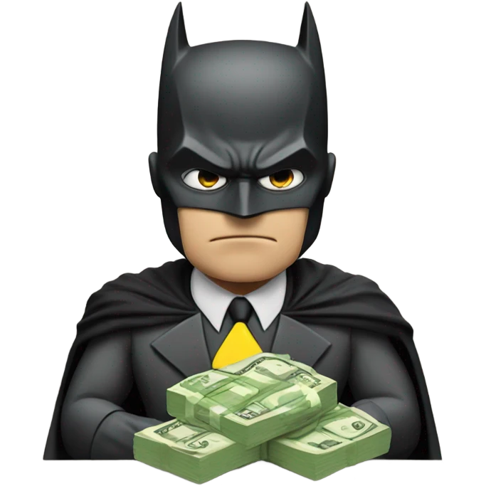 Batman offering stack of money serious face emoji