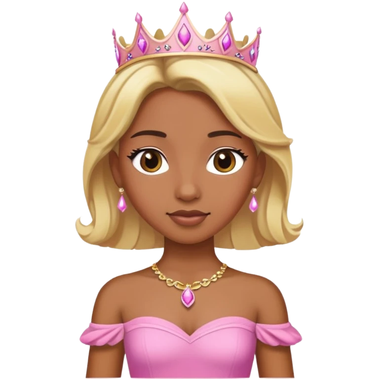 Brown skin princess with blonde hair pink dress emoji
