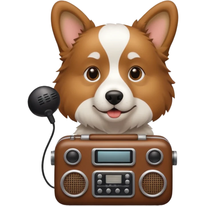 Dog with radio emoji