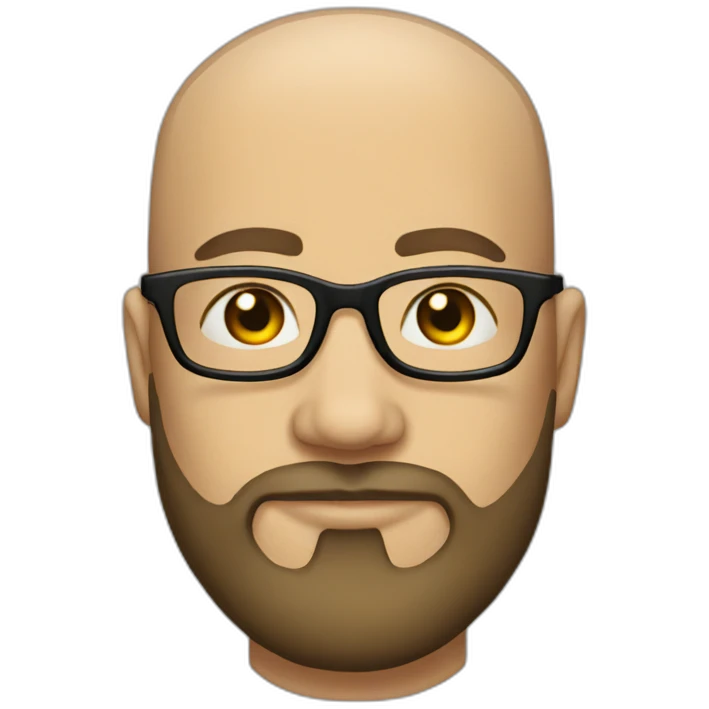 Bald bearded man in glasses with tattoos emoji
