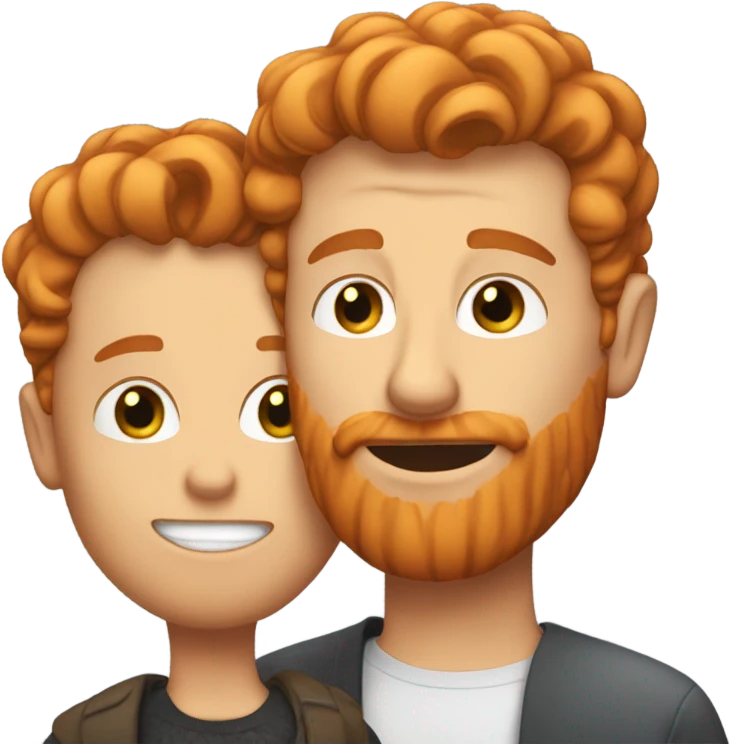 Ginger man kissing brunette man emoji