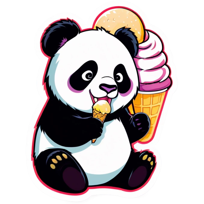 Panda eating ice cream emoji