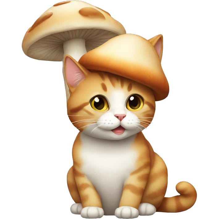 cat with mushroom hat emoji