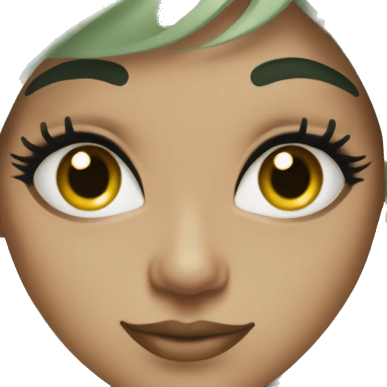sage green lashes and eyebrows only not a full face emoji