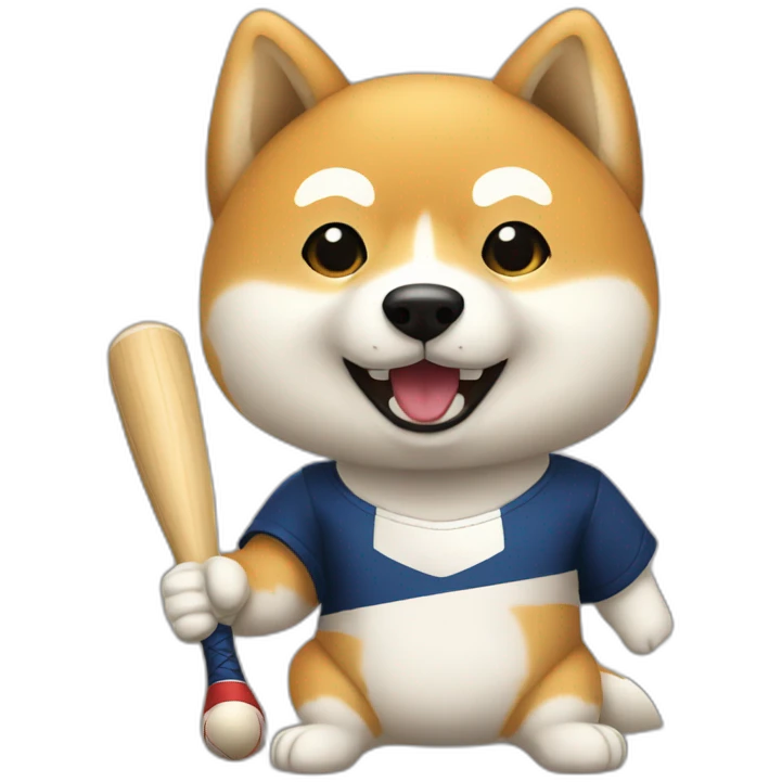 baseball player shiba-with-baseball-bat emoji