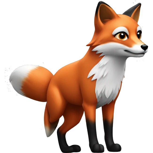 red fox with black and white accents emoji