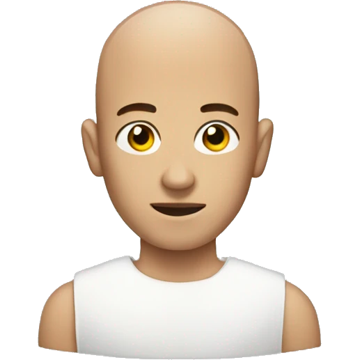 man with shaved head on a small bu emoji