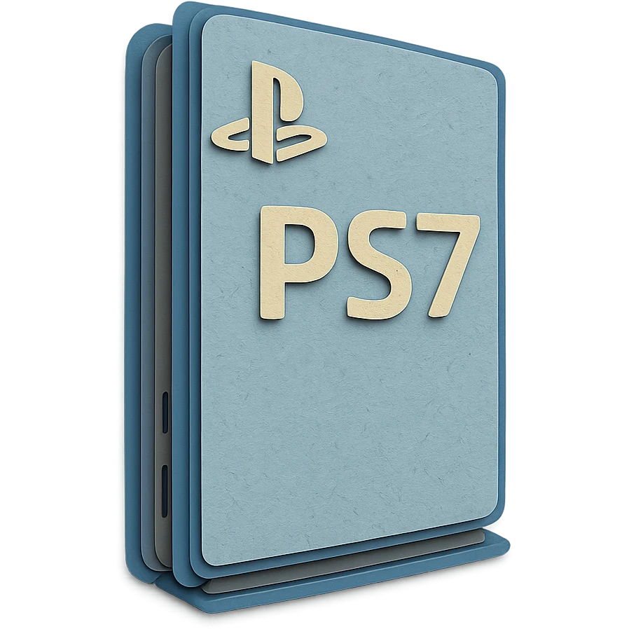 paper craft style PlayStation 7 console with layered paper look emoji