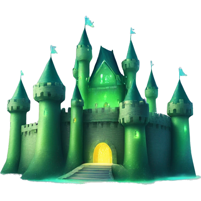 Green sparkling castle irradecent emoji