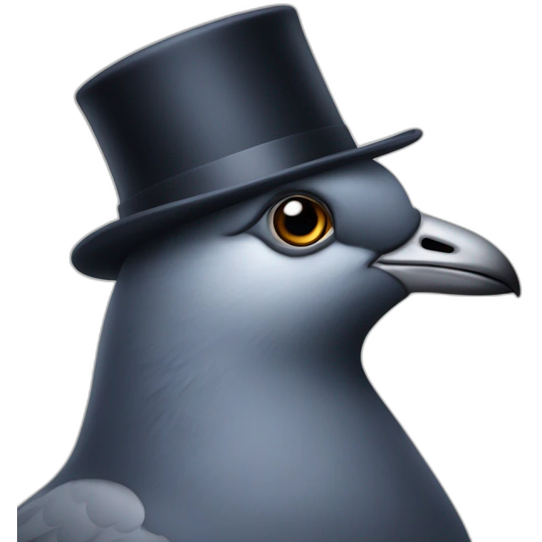 front facing pigeon wearing a bowler hat emoji