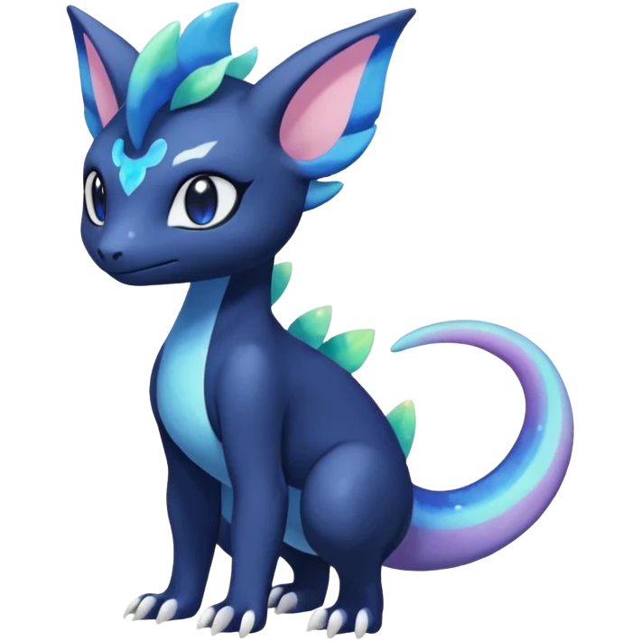 Rainbow crystalic Shiny pastel Nebulae Salandit-Meowstic-Noibat-Fakémon-hybrid-creature (full body)  emoji
