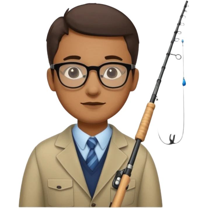 Accountant who wears glasses and loves fishing with lighter skin and bold spot emoji