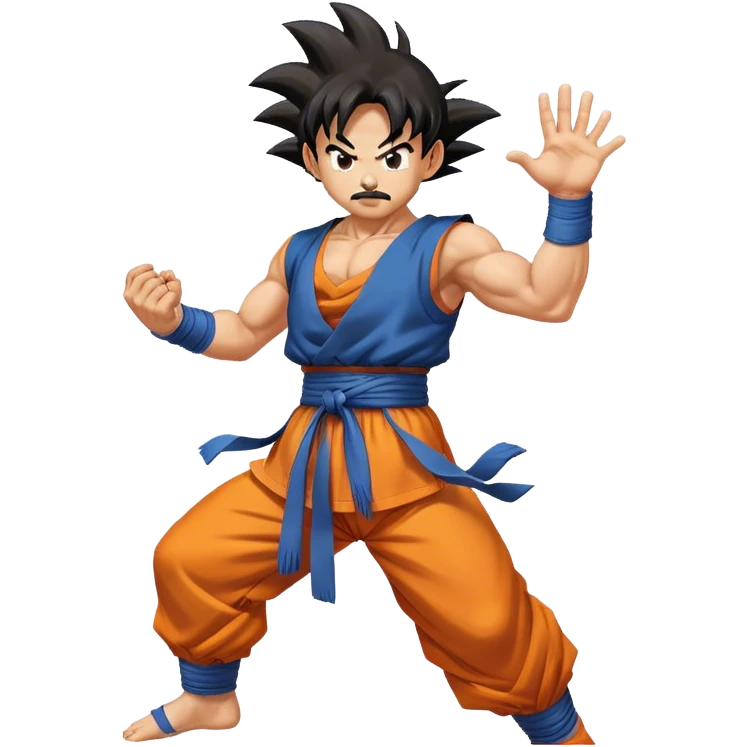 Mustached son goku in Kamehameha pose emoji