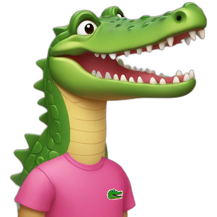 Crocodile with pink Lacoste tshirt emoji