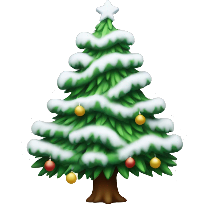 cozy christmas tree with snow emoji