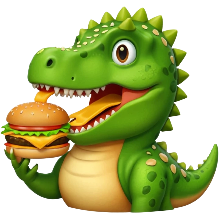 dinosaur eating cheeseburger emoji