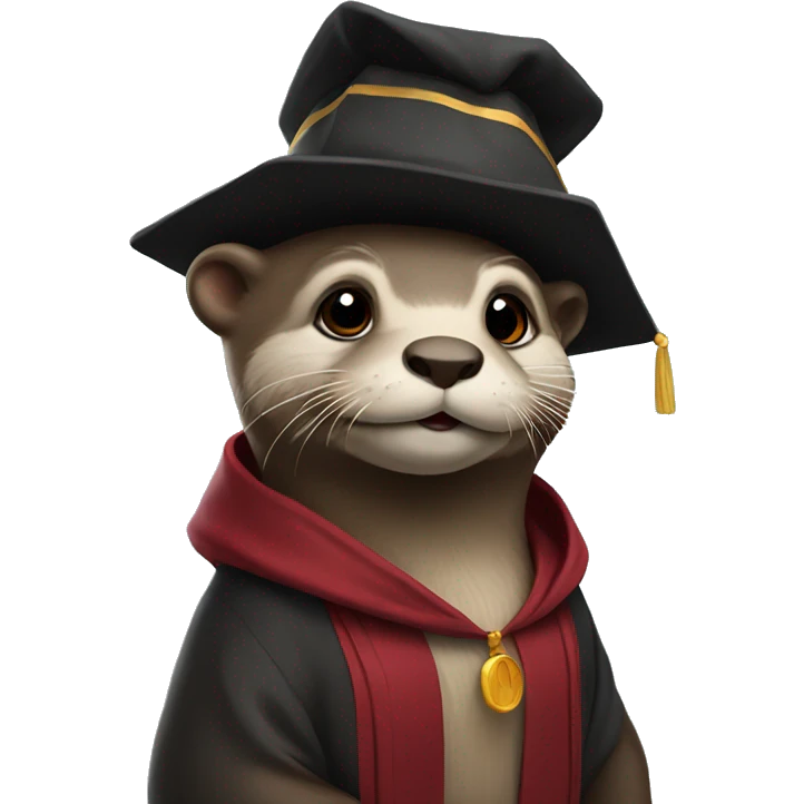 Otter wearing PhD robes and hat emoji