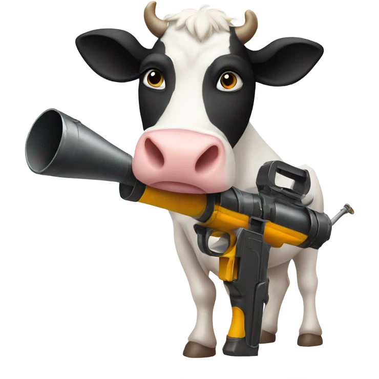 cow holding bazooka emoji