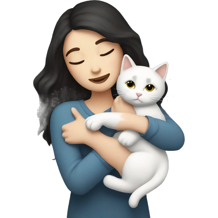  Pale white woman with dark hair cuddling cat emoji