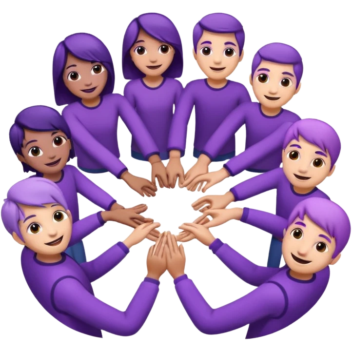 purple group without face  holding handsin circle emoji