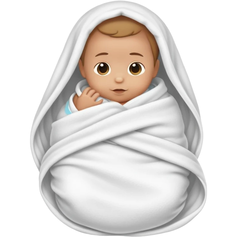 lightly tanned baby swaddled in a white blanket emoji